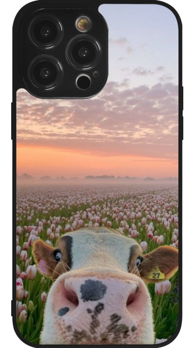 iPhone 14 Pro Max Case Hülle - Silikon schwarz Cow with tulips 2026
