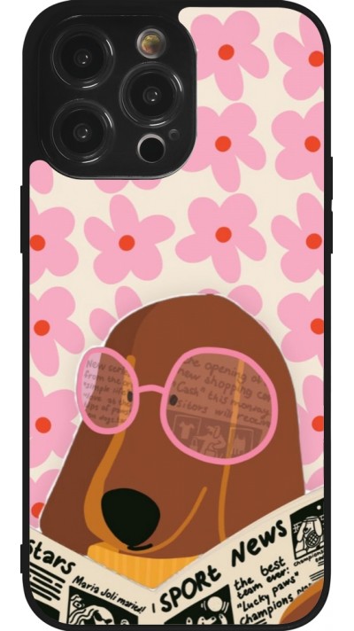 iPhone 14 Pro Max Case Hülle - Silikon schwarz Dog with newspaper 2026