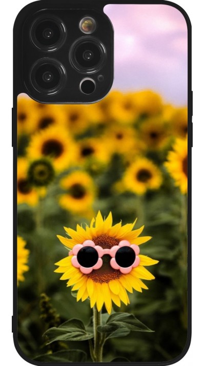 iPhone 14 Pro Max Case Hülle - Silikon schwarz Sunflower with glasses 2026
