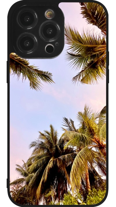 iPhone 14 Pro Max Case Hülle - Silikon schwarz Summer 2023 palm tree vibe