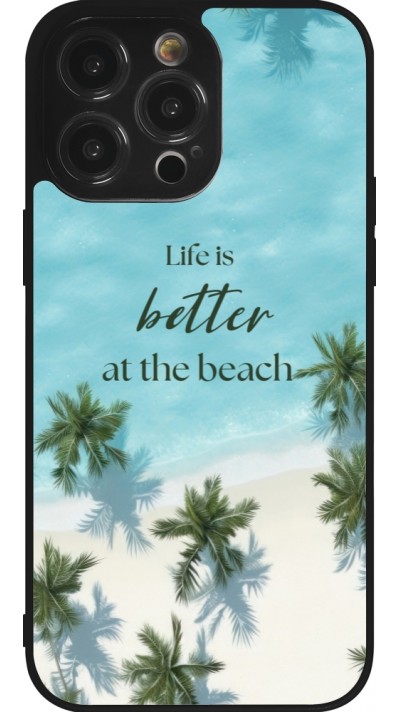 iPhone 14 Pro Max Case Hülle - Silikon schwarz Summer 2025 Life is better at the beach
