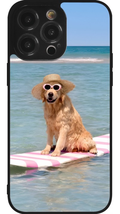 iPhone 14 Pro Max Case Hülle - Silikon schwarz Summer Dog on Paddle