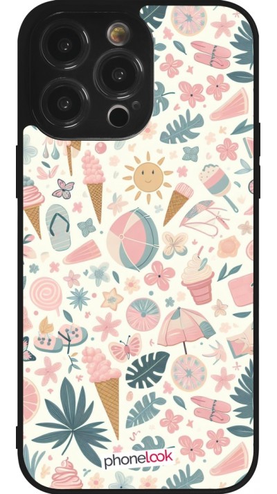 iPhone 14 Pro Max Case Hülle - Silikon schwarz Sommer Pink Muster