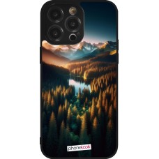 iPhone 14 Pro Max Case Hülle - Silikon schwarz Sonnenuntergang Waldsee