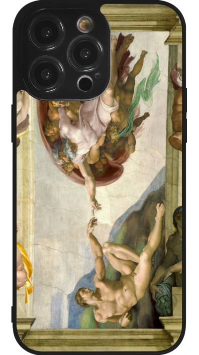 iPhone 14 Pro Max Case Hülle - Silikon schwarz Kunstbild - Die Erschaffung Adams - Michelangelo