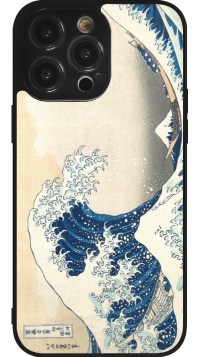 iPhone 14 Pro Max Case Hülle - Silikon schwarz Kunstbild - Die große Welle vor Kanagawa - Hokusai
