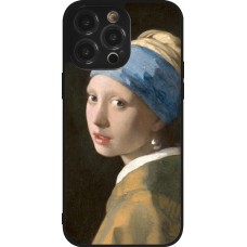 iPhone 14 Pro Max Case Hülle - Silikon schwarz Kunstbild - Das Mädchen mit dem Perlenohrring - Jan Vermeer