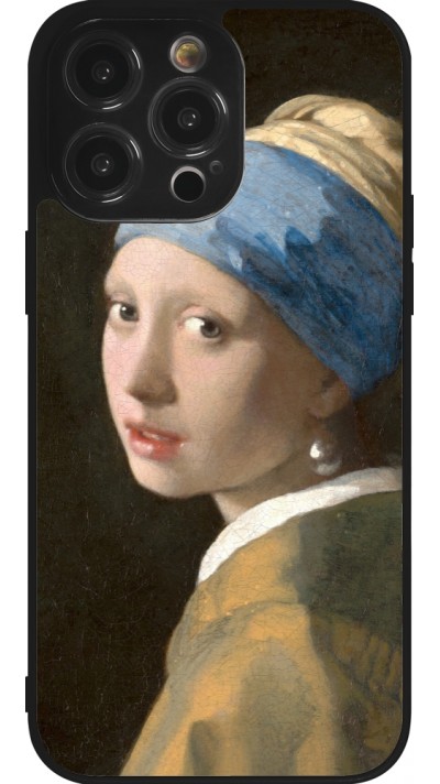 iPhone 14 Pro Max Case Hülle - Silikon schwarz Kunstbild - Das Mädchen mit dem Perlenohrring - Jan Vermeer