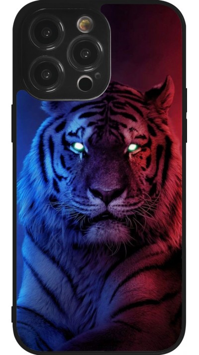 iPhone 14 Pro Max Case Hülle - Silikon schwarz Tiger Blue Red
