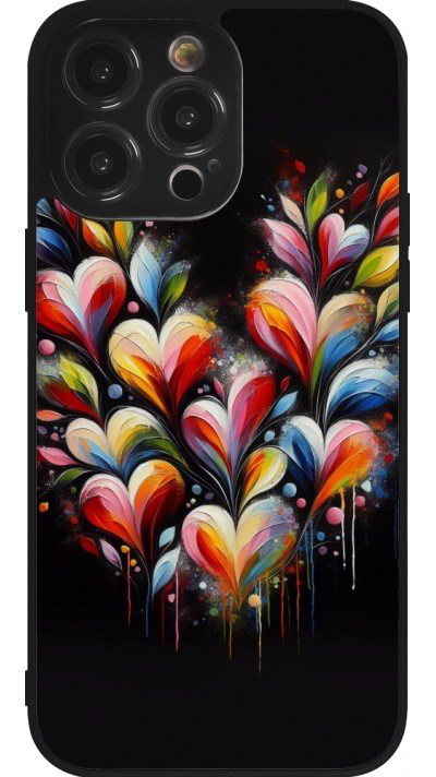 iPhone 14 Pro Max Case Hülle - Silikon schwarz Valentin 2024 Schwarzes Herz Abstrakt