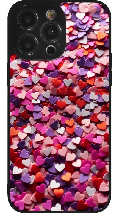iPhone 14 Pro Max Case Hülle - Silikon schwarz Valentin 2025 Konfetti