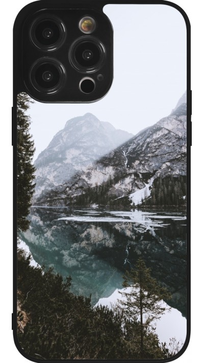 iPhone 14 Pro Max Case Hülle - Silikon schwarz Winter 22 snowy mountain and lake