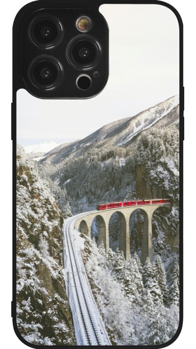 iPhone 14 Pro Max Case Hülle - Silikon schwarz Winter 25 Winter polar express