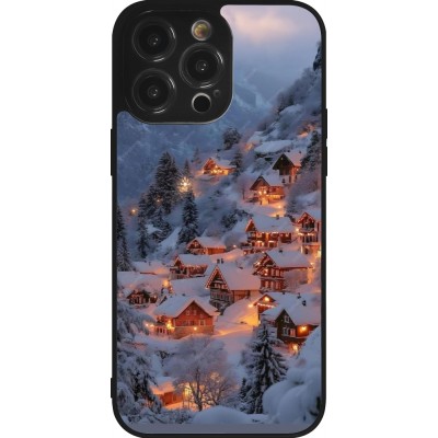 iPhone 14 Pro Max Case Hülle - Silikon schwarz Winter 25 Winter snowy village
