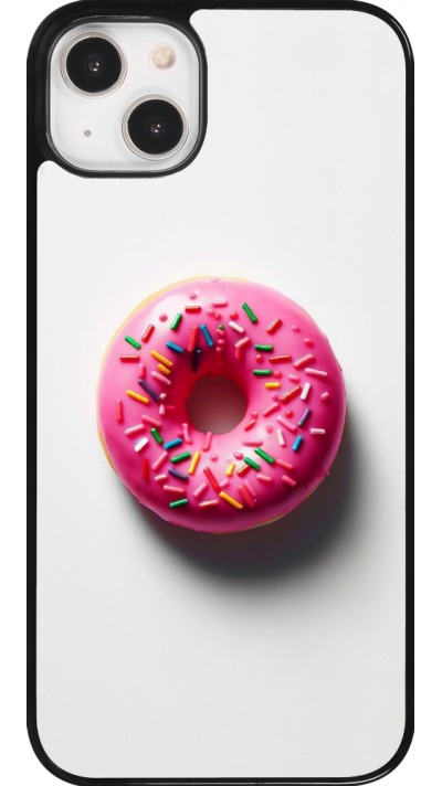 Coque iPhone 14 Plus - Weißer Hintergrund, pinker Donut