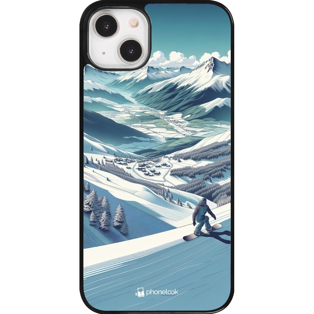 iPhone 14 Plus Case Hülle - Snowboarder Berg