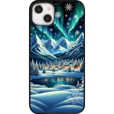 iPhone 14 Plus Case Hülle - Verschneites Bergdorf am See in der Nacht