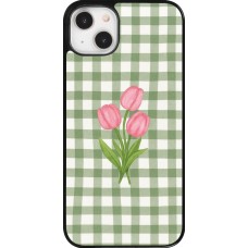 Coque iPhone 14 Plus - Green vichy tulips Spring 2026
