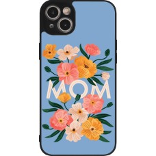 Coque iPhone 14 Plus - Silicone rigide noir Mom 2026 Flowers