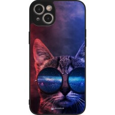 iPhone 14 Plus Case Hülle - Silikon schwarz Red Blue Cat Glasses