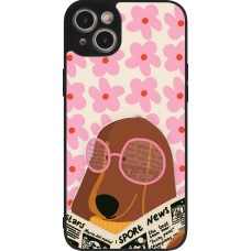iPhone 14 Plus Case Hülle - Silikon schwarz Dog with newspaper Spring 2026
