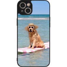 iPhone 14 Plus Case Hülle - Silikon schwarz Summer Dog on Paddle