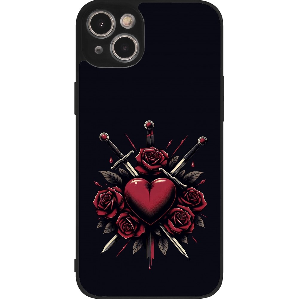 iPhone 14 Plus Case Hülle - Silikon schwarz Valentine 2024 gothic love