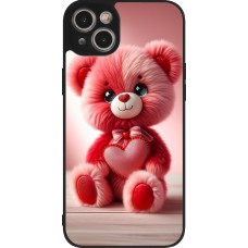 iPhone 14 Plus Case Hülle - Silikon schwarz Valentin 2024 Rosaroter Teddybär