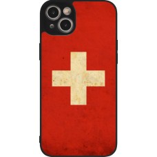iPhone 14 Plus Case Hülle - Silikon schwarz Vintage Flag SWISS