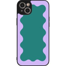 iPhone 14 Plus Case Hülle - Silikon schwarz Wavy Rectangle Green Purple