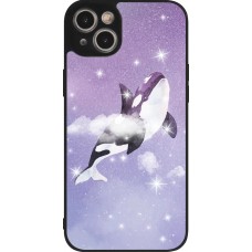 iPhone 14 Plus Case Hülle - Silikon schwarz Whale in sparking stars