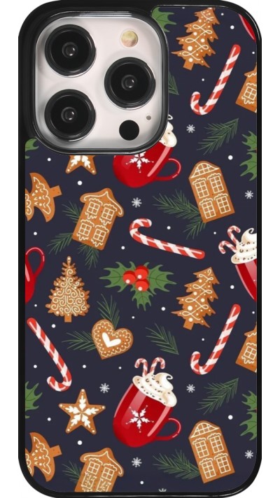 iPhone 14 Pro Case Hülle - Christmas 25 Pattern Gingerbread House