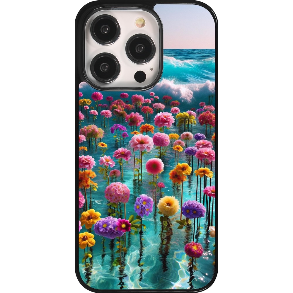 iPhone 14 Pro Case Hülle - Blumenmeer Wellen