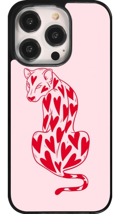 iPhone 14 Pro Case Hülle - Leopard with hearts 2026