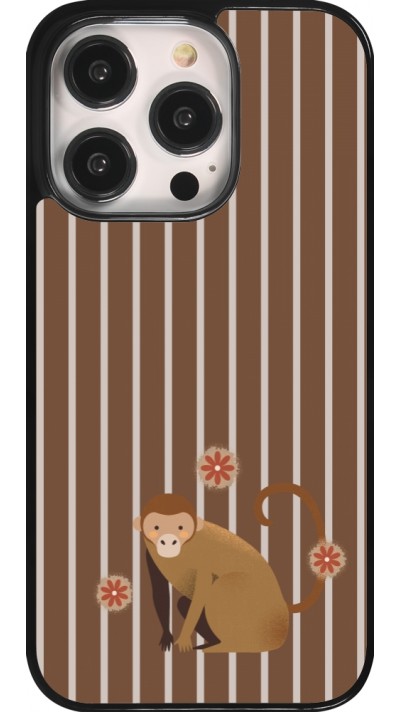 iPhone 14 Pro Case Hülle - Monkey with stripes