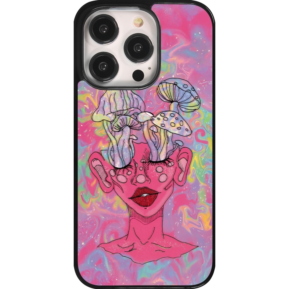 iPhone 14 Pro Case Hülle - Psychedelic pink mushroom