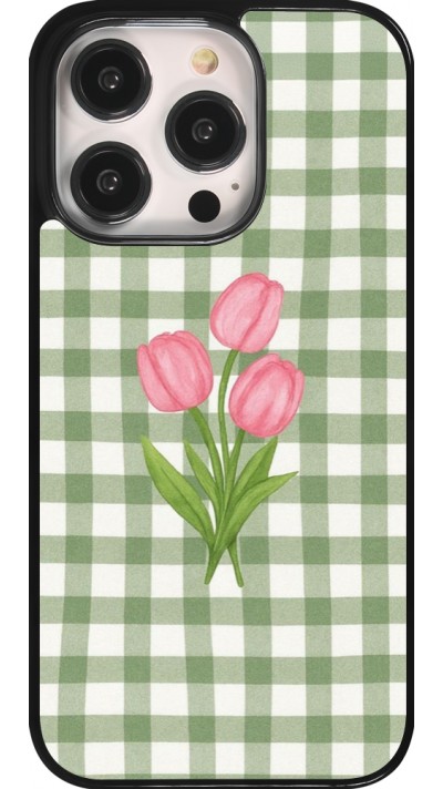 Coque iPhone 14 Pro - Green vichy tulips Spring 2026