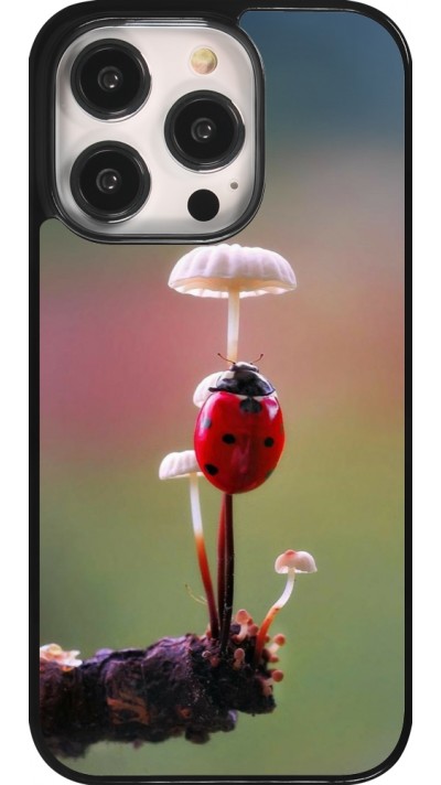 Coque iPhone 14 Pro - Ladybird on a mushroom Spring 2026
