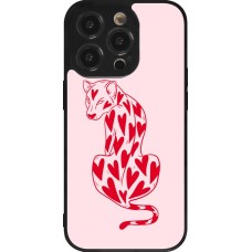 iPhone 14 Pro Case Hülle - Silikon schwarz Leopard with hearts 2026
