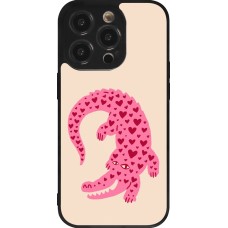 iPhone 14 Pro Case Hülle - Silikon schwarz Pink crocodile 2026