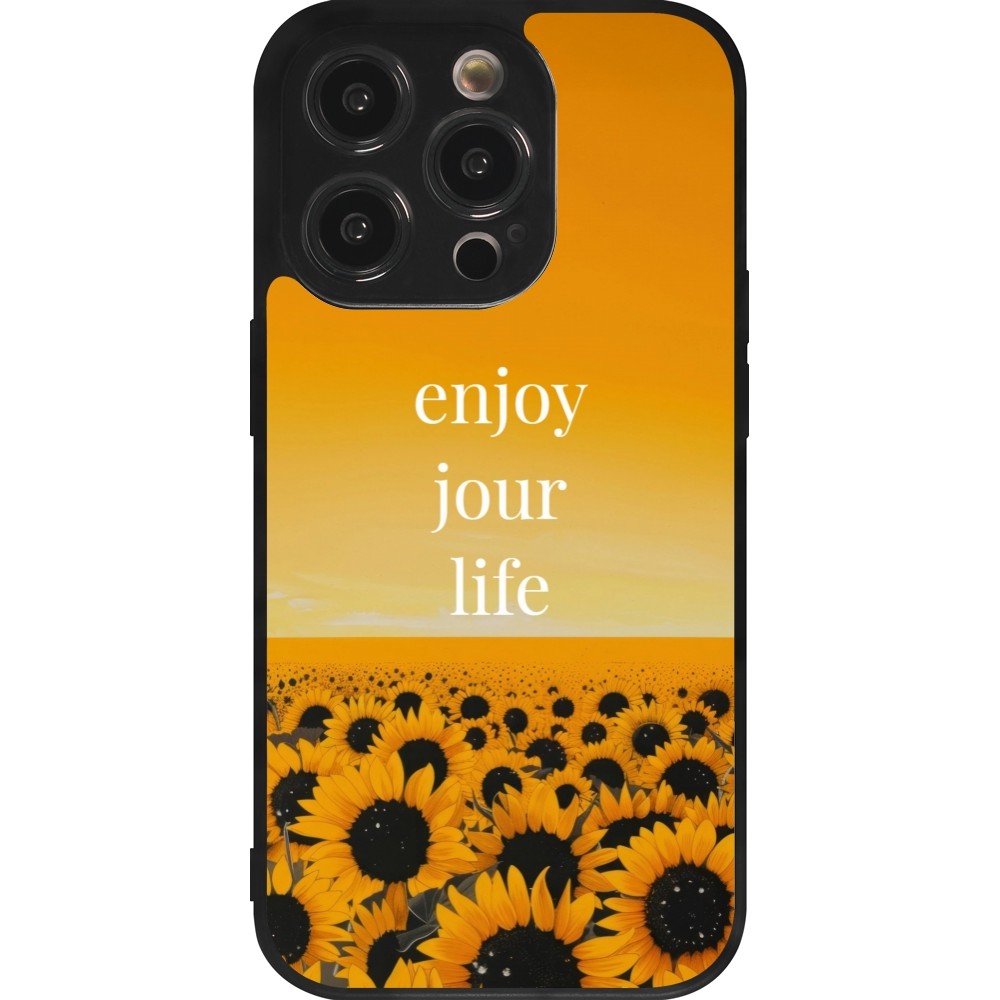 iPhone 14 Pro Case Hülle - Silikon schwarz Summer 2025 Enjoy your life