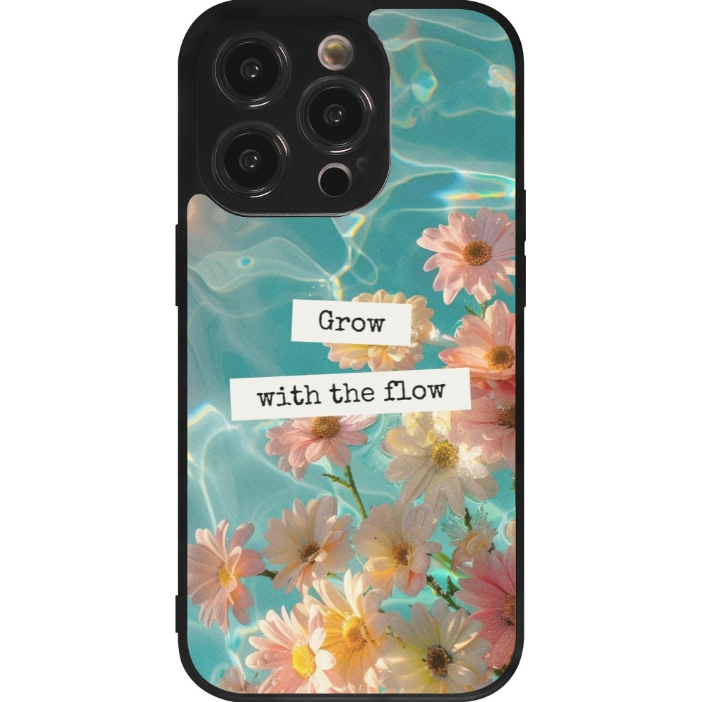 iPhone 14 Pro Case Hülle - Silikon schwarz Summer 2025 Grow with the flow