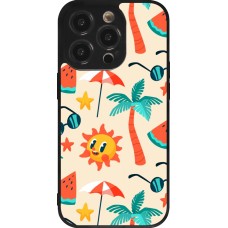 iPhone 14 Pro Case Hülle - Silikon schwarz Summer 2025 Pattern soleil