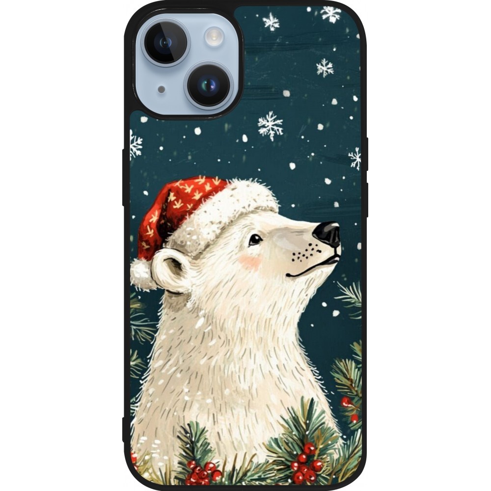 iPhone 15 Case Hülle - Silikon schwarz Christmas 25 Bear