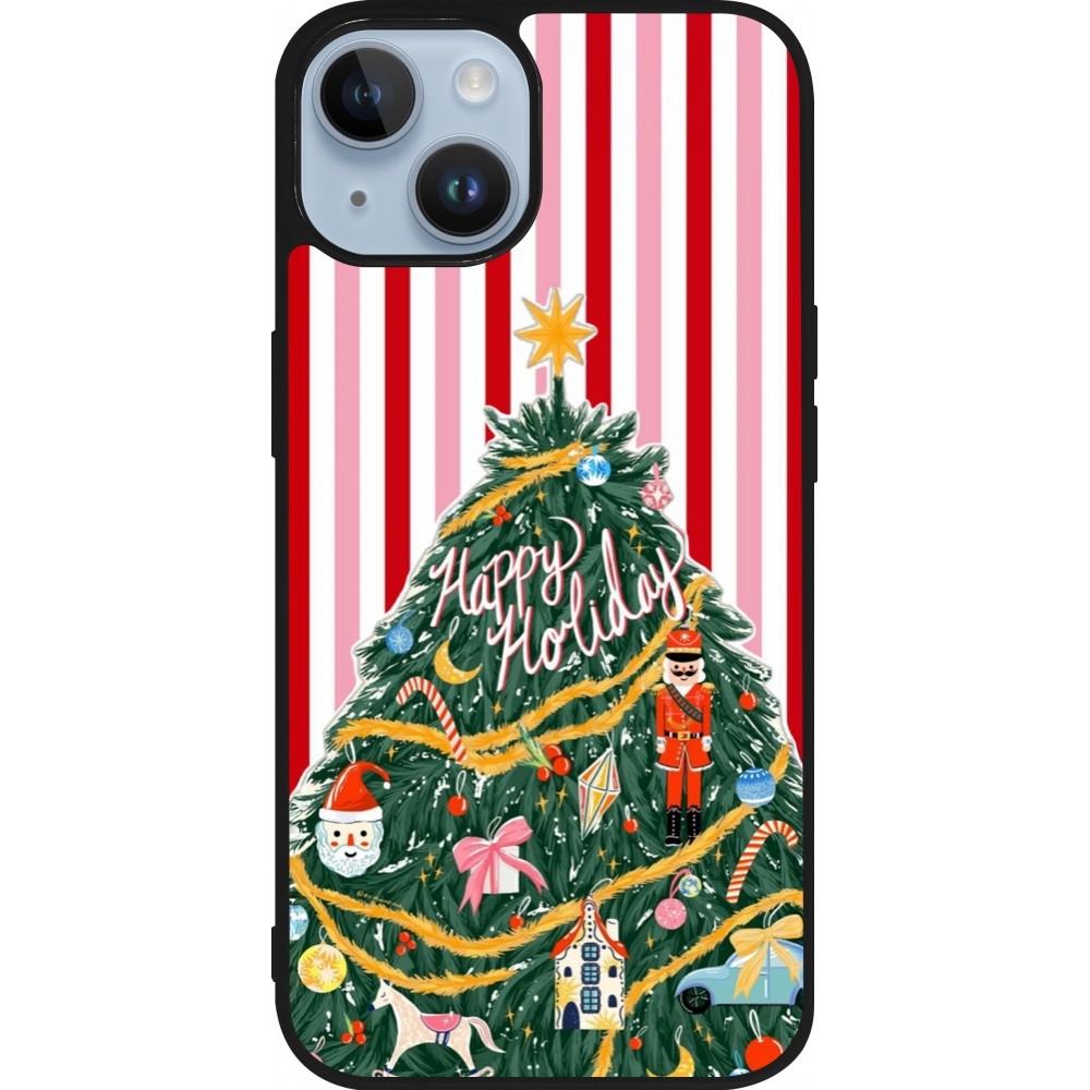 iPhone 15 Case Hülle - Silikon schwarz Christmas 25 Happy Holiday