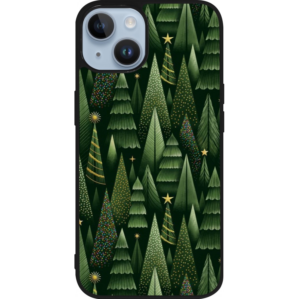 iPhone 15 Case Hülle - Silikon schwarz Christmas 25 Pattern Xmas Tree