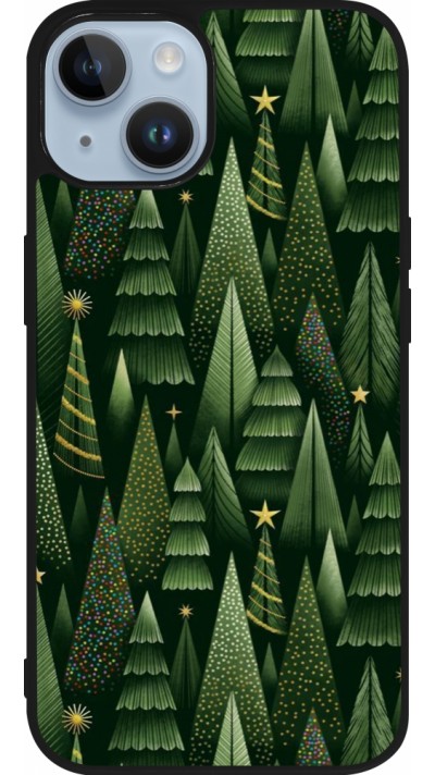 iPhone 15 Case Hülle - Silikon schwarz Christmas 25 Pattern Xmas Tree
