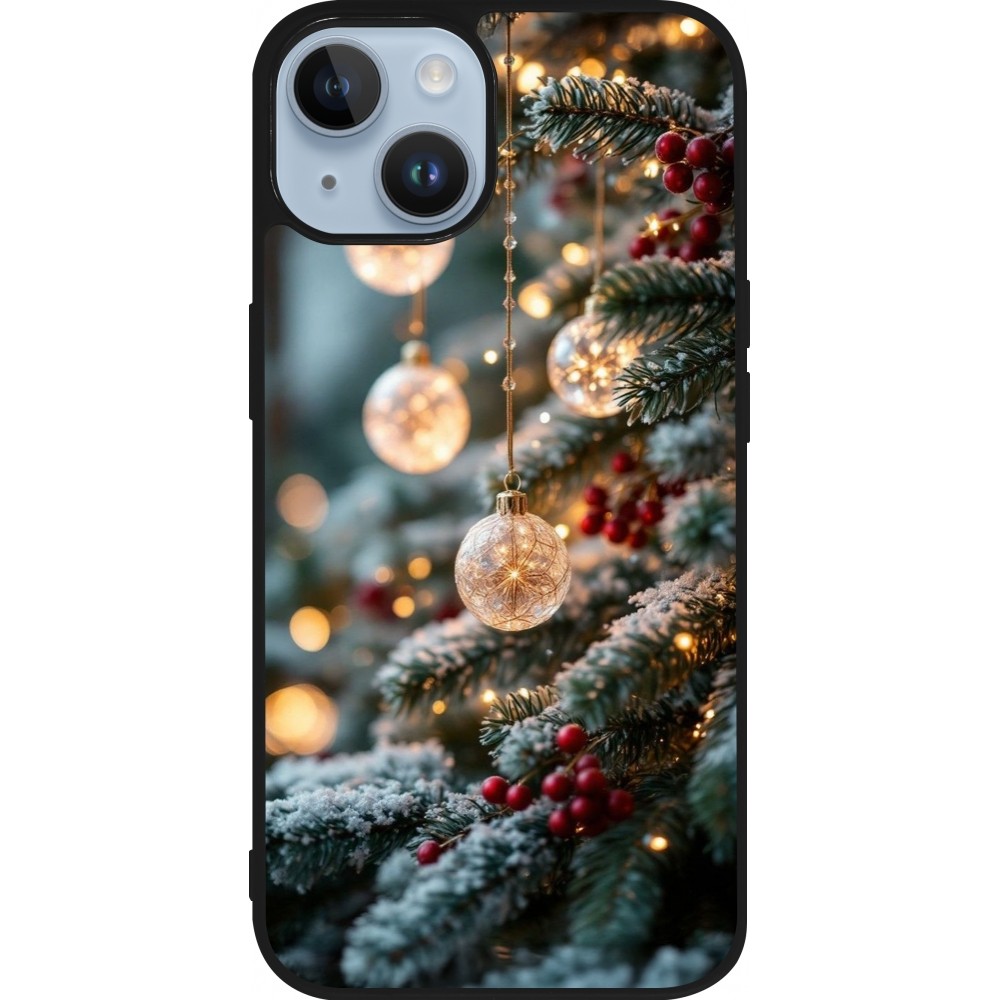 iPhone 15 Case Hülle - Silikon schwarz Christmas 25 Xmas Decorated Tree