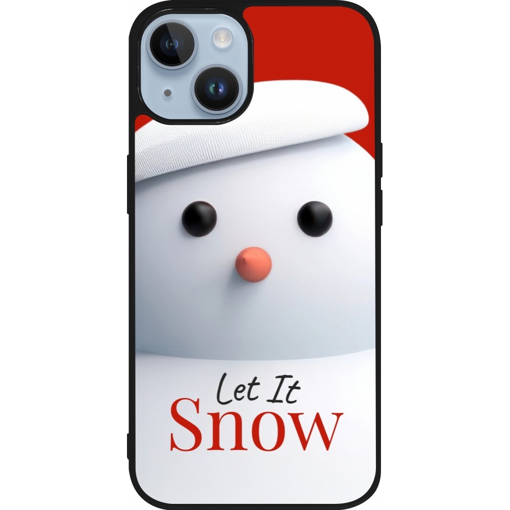 iPhone 15 Case Hülle - Silikon schwarz Christmas 25 Xmas Snowman