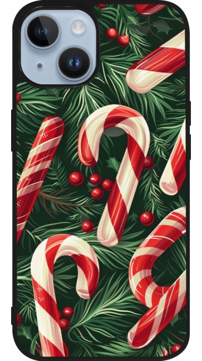 iPhone 15 Case Hülle - Silikon schwarz Christmas 25 Xmas Stick